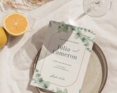 Greenery Wedding Invitation Template: Modern Minimalist Invite (Digital Download)