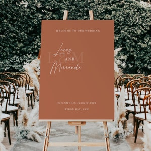 Earthy Mocca Wedding Welcome Sign: Minimalist Rust Welcome Poster (Digital Download)