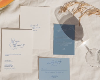 Dusty Blue Minimalist Wedding Suite Template (Digital Download)