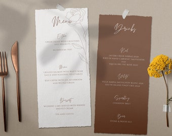 Floral Wedding Menu Template: Earthy Beige Minimalist Menu (Digital Download)