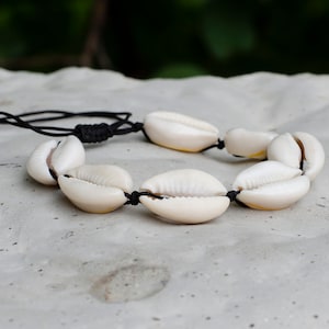 Handmade Shell bracelet | Adjustable slider Bracelet | real Shell bracelet | white Shell bracelet with black cord | friendship bracelet
