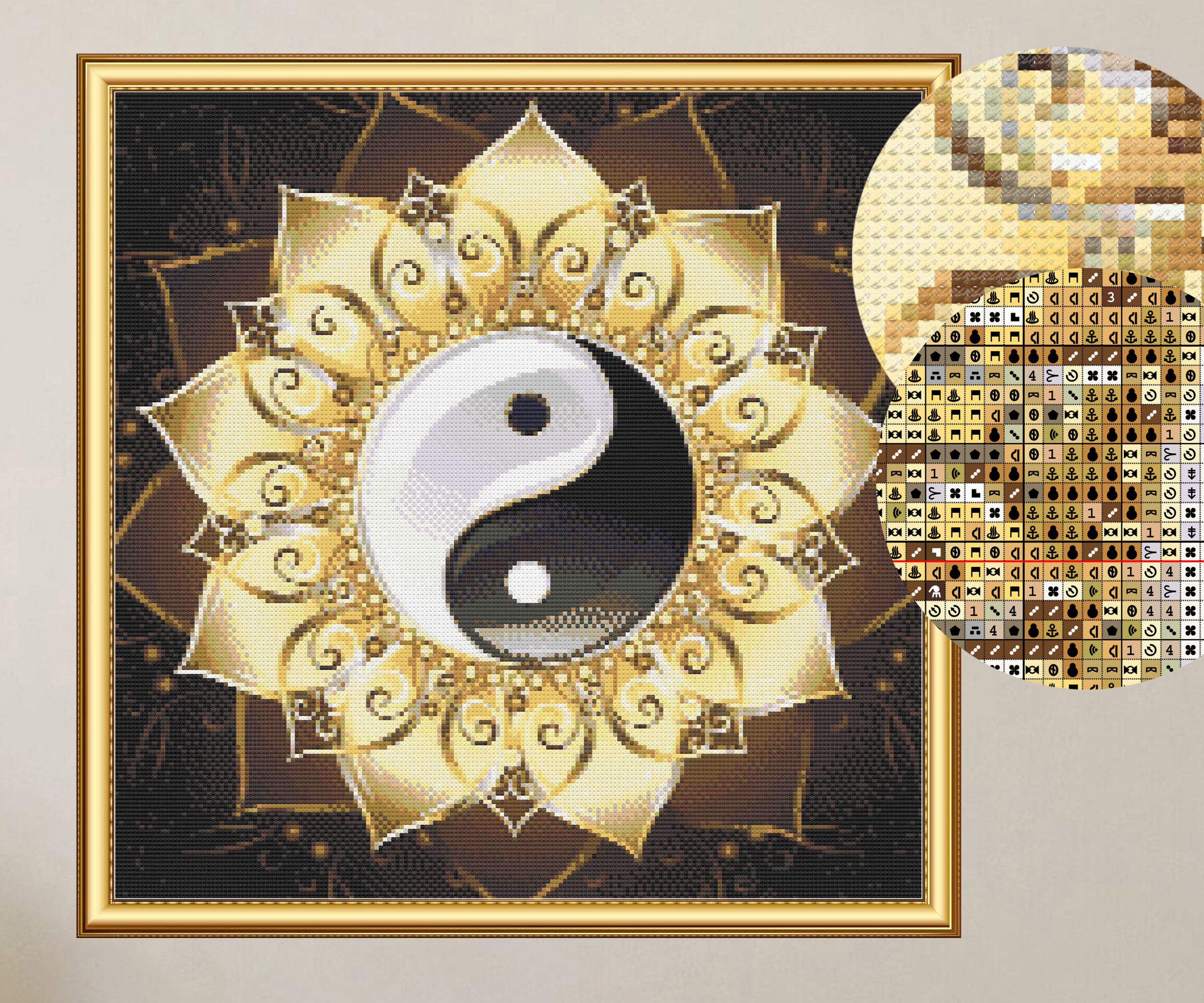 その他 cute me Cross Stitch Yin Yang Mandala PDF Download Pattern, Modern