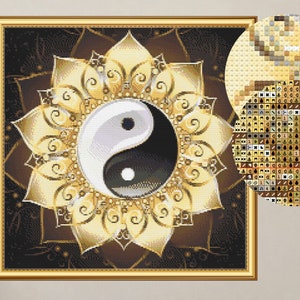Yin Yang Mandala Cross Stitch Pattern: Modern Embroidery (PDF Download)