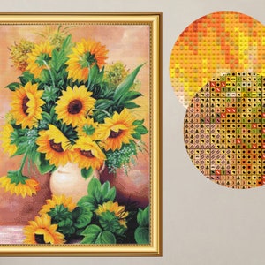 Sunflower Cross Stitch Pattern: Full Coverage Needlework (PDF Download)