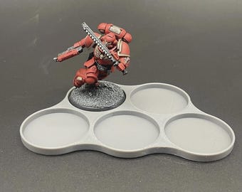 Wargame Movement Tray for Round Bases | 5 Man | Suit Warhammer 40k, AOS, Etc