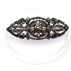 Marcasite & 830 Silver Brooch Vintage 30&#39;s Detailed Openwork