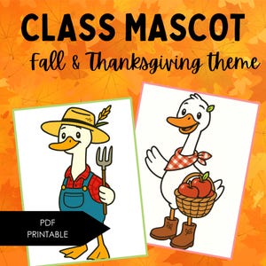 Printable Silly Goose Classroom Mascot: Fall & Thanksgiving Bulletin Board Decor (PDF Download)