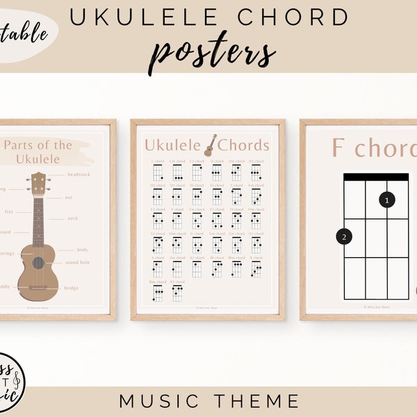 Ukulele Chord Posters - Printable for Music Classroom, Homeschool, Studio, Office