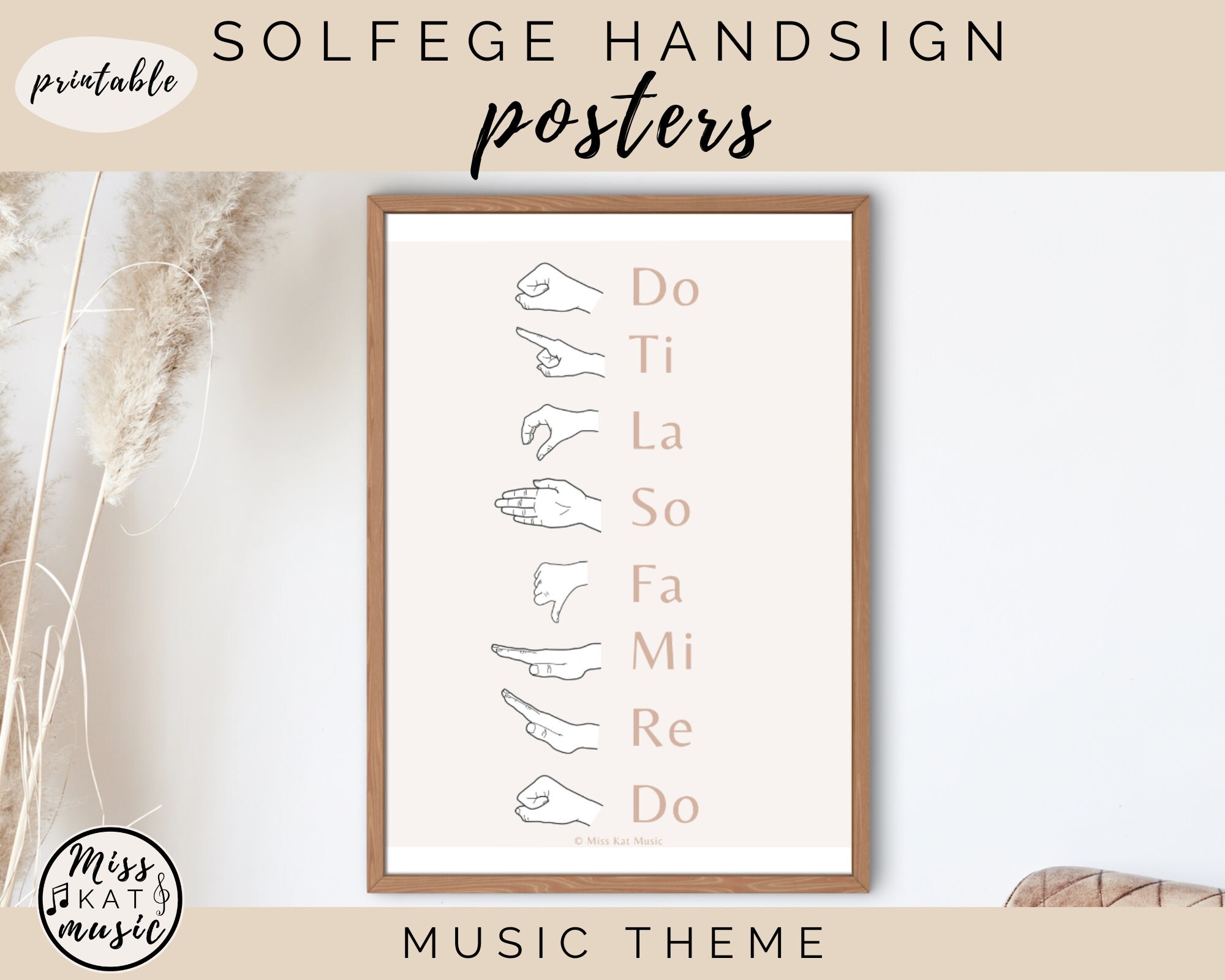 Solfege Curwen Kodaly Hand Sign Posters Printable for Music Classroom ...