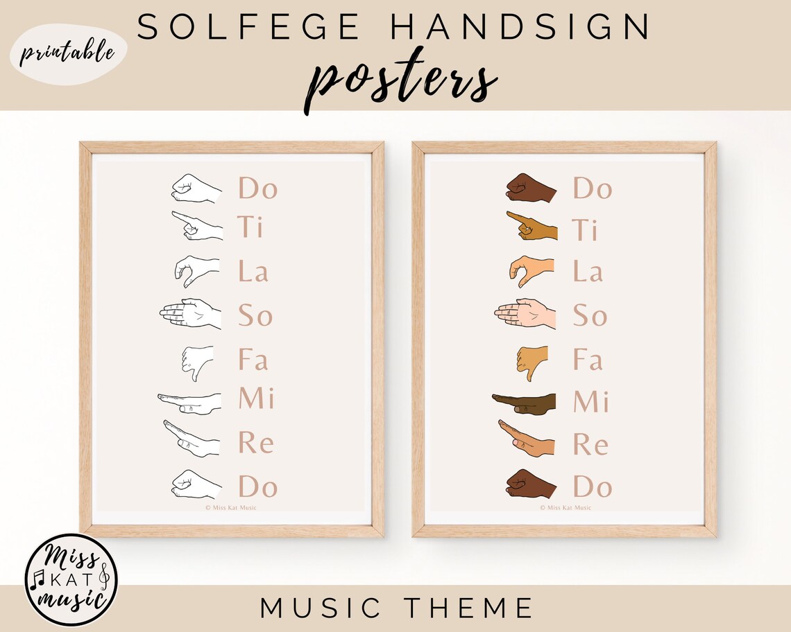 Solfege Curwen Kodaly Hand Sign Posters Printable for Music Classroom ...