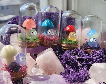 Mini Crystal Mushroom Terrariums with Ghost