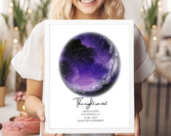 Custom Star Map Print Night We Met Anniversary Gift Night Sky Print Star Map Poster Wedding Gift Constellation Print Personalized Gift