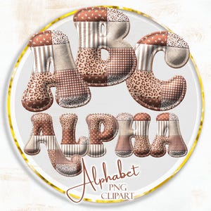 Alfabeto patchwork PNG Creatore di testo patchwork Lettere trapuntate PNG Clipart ricamate finte Alfabeto sublimazione Lettere in tessuto PNG