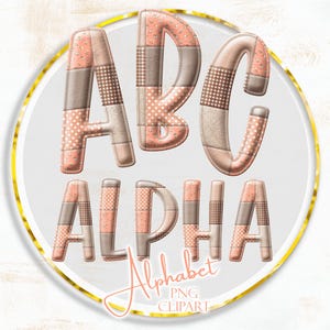 Faux Patchwork Alphabet PNG Bundle Faux gesticktes Alphabet PNG Bundle Faux gequiltet Patchwork Buchstaben Preppy Alphabet für Sublimation DIY