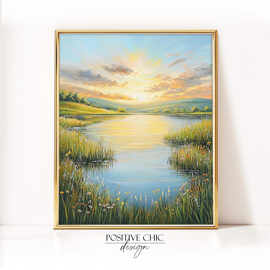 Lake Landscape Wall Art Calm Water Nature Print Mountain Lake Decor ...