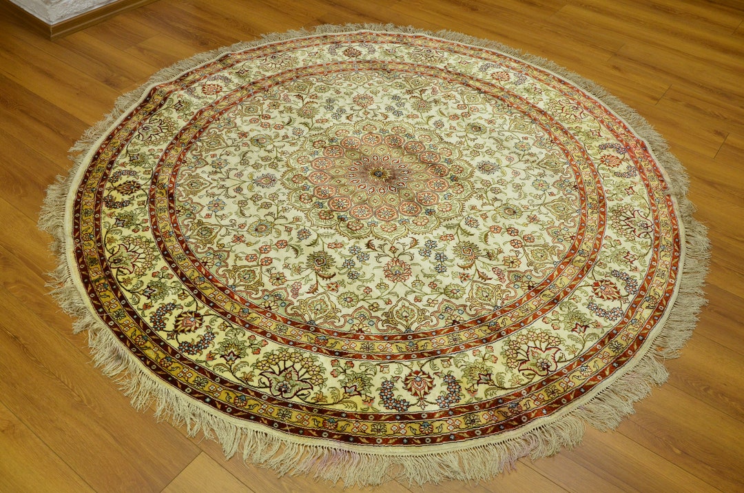Syria Rugs Round CIRCLE RUG, Turkısh Rug, Ottoman Rug, Round Carpet, Sılk Rug, - Etsy