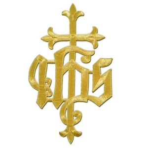 IHS beautiful hand embroidered appliqué for catholic vestment, Catholic items, Church goods, religious