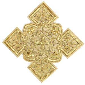 Gold Cross hand embroidered appliqué for vestment, Church items, Church goods, religious