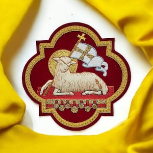 Holy Lamb appliqué for catholic vestment hand embroidered, Catholic items, Church Goods, Liturgical | Agnus Dei catholic applique