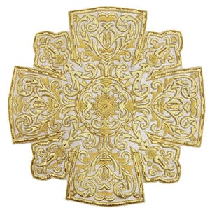 Gold Cross hand embroidered appliqué for vestment, Church items, Church goods, religious
