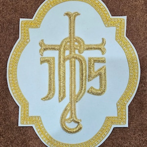 IHS beautiful hand embroidered appliqué for catholic vestment, Catholic items, Church goods, religious