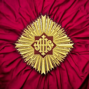 IHS applique hand embroidered with metallic wire sewnon on for vestments, Religious, Catholic, church goods