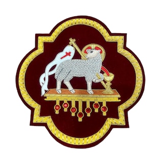 Holy Lamb appliqué for catholic vestment hand embroidered, Catholic items, Church Goods, Liturgical