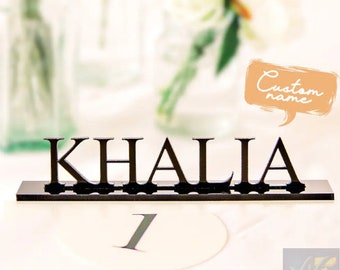 Custom Engraved Acrylic Wedding Name Place Cards - Elegant Guest Names