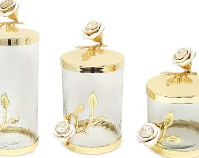 Gold Branch Canister Gold Kitchen Canisters Gold Flower Etsy