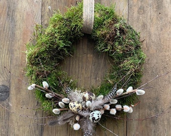 Spring wreath, Easter wreath, door wreath, spring decoration, wall decoration, table decoration, gift idea, dried flower wreath, moss wreath, Easter decoration