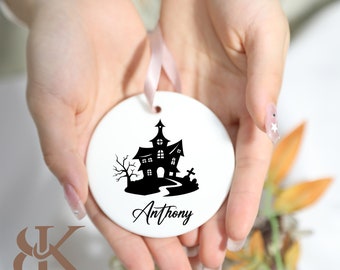 Ornamento personalizzato per elementi di Halloween, ornamento spettrale personalizzato, palline di zucca, ornamento ricordo personalizzato, decorazioni per l'albero di Halloween
