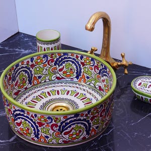 Pistachio Ceramic sink, Ceramic Basin, Antique Sink, Sink Bowl, Hand Wash Basin, Free Gift INCLUDED