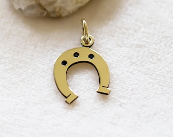 Sterling Silver Horseshoe Necklace, Brass Horseshoe Pendant, Lucky Charm
