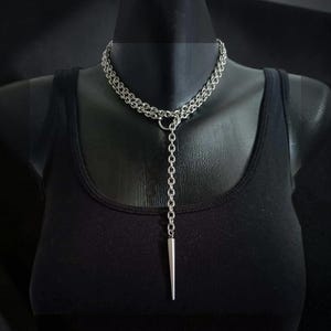 Punk Spike Halsband, Gotisk Kedje Choker, Y2K Silver Statement Halsband, O-Ring Layered Chain, Alternativa Smycken för Kvinnor och Män