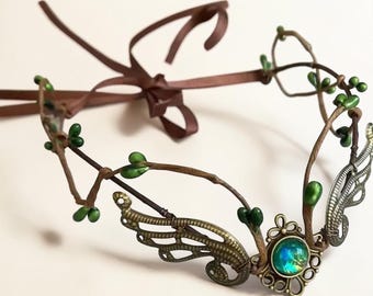 Forest Fairy Crown, Elven Headpiece, Woodland Branch Tiara, Gothic Fairy Headdress, Fantasy Cosplay Crown, Nature Hair Accessory