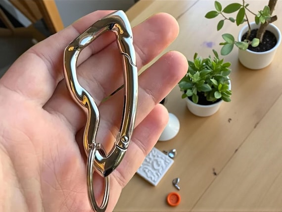 Y2k Carabiner Keychain, Pant keychain, Cyberpunk Silver Key clip Clasp, Belt buckle Keyring | Gift For Him