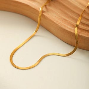 Sleek Necklace - Snake Chain - Gold Chain for Women - Elegant Necklace - Timeless Jewelry - Handmade 18K Gold Plated - Stainless Steel