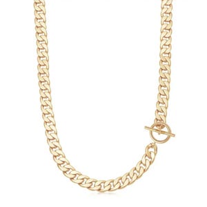 Chunky Chain for Women - Gold-Plated Link Chain - Statement Necklace with T-Clasp - Handmade Jewelry 18K Gold-Plated - Stainless Steel