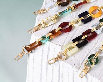 Acrylic Purse Chain Strap, Acrylic Bag Chain Replacement, Shoulder Bag Strap, Crossbody Handbag Chain, Fashion Bag Accessory, Gold Tone