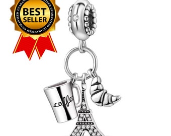 Pandora for Charm Croissant and Eiffel Tower Paris Sterling Charm For Pandora Bracelet