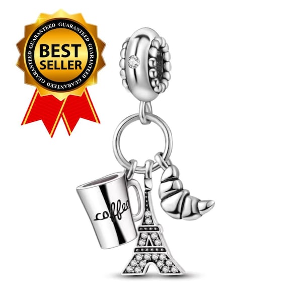 Pandora for Charm Croissant and Eiffel Tower Paris Sterling Charm For Pandora Bracelet