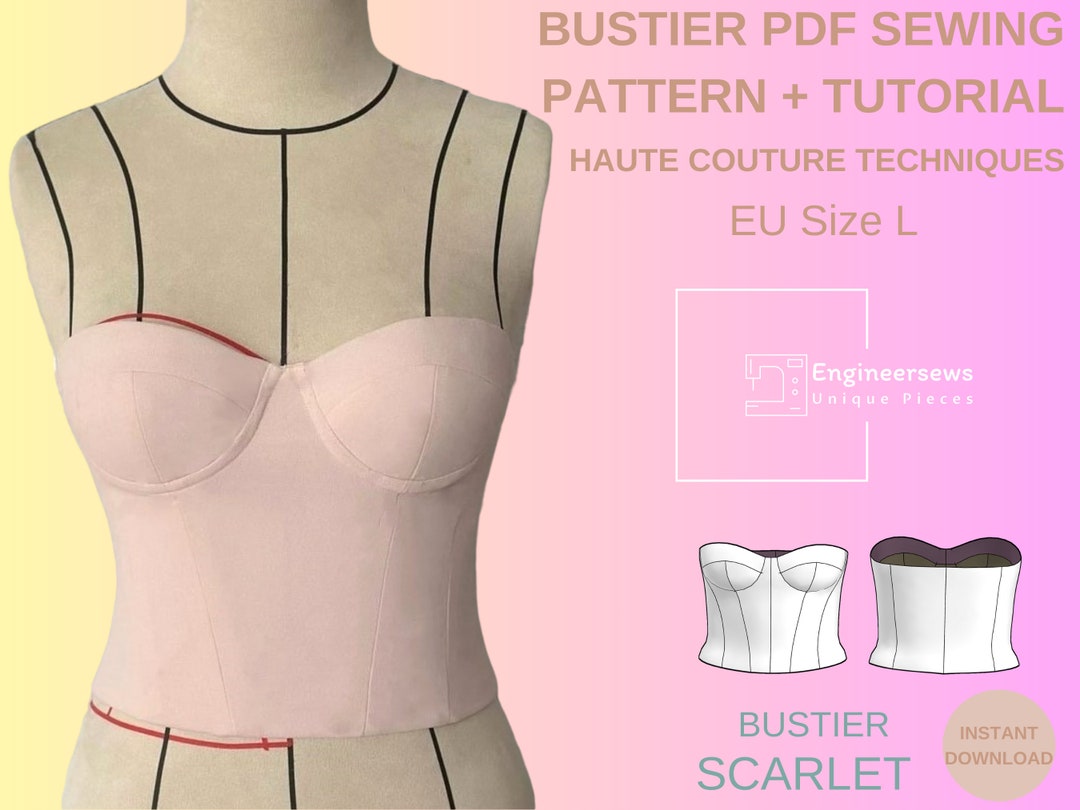 Bustier Pattern | Size L | Cupped Bustier Top PDF Sewing Pattern ...
