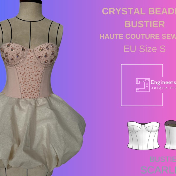 Bustier en strass | Taille S | Bustier en cristal | Bustier perlé | Corset sur la poitrine | Haut brodé | Bustier évasé | Haute couture |