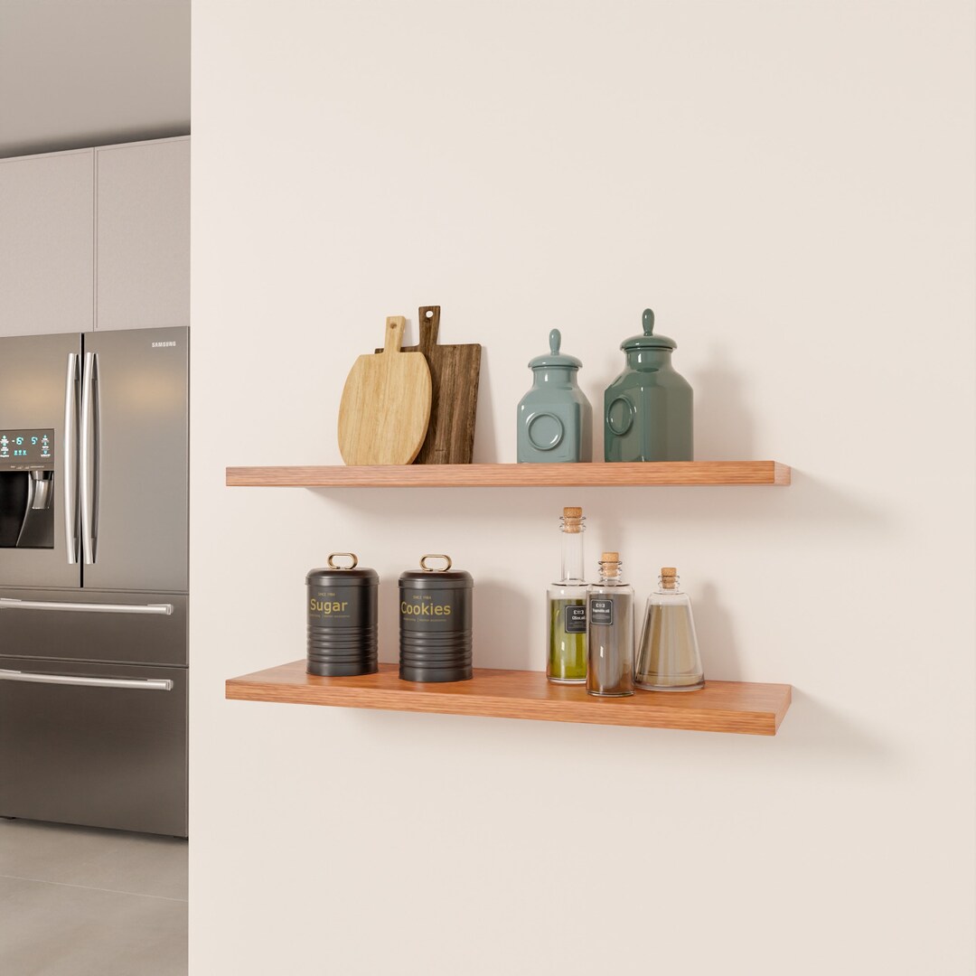 Set of 2 Custom Floating Shelves Floating Wood Shelf Etsy