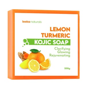 Lemon, Turmeric Kojic Brightening Soap | Kojic Soap | All Natural Body Cleanser for Glowing Skin | Turmeric Face & Body Soap Bar - 200g