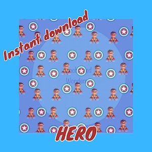Superhero Seamless Pattern: Kids Comic Style Digital Paper (Instant Download)