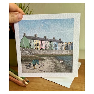 Handmade Greetings Card of Beaumaris, in Anglesey. Blank for any occasion, Birthday, Anniversary, Thank you, Friendship.  Welsh Art Gift.