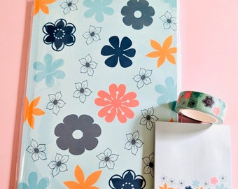 Florales Notizbuch, Washi Tape und Haftnotizen im Paket