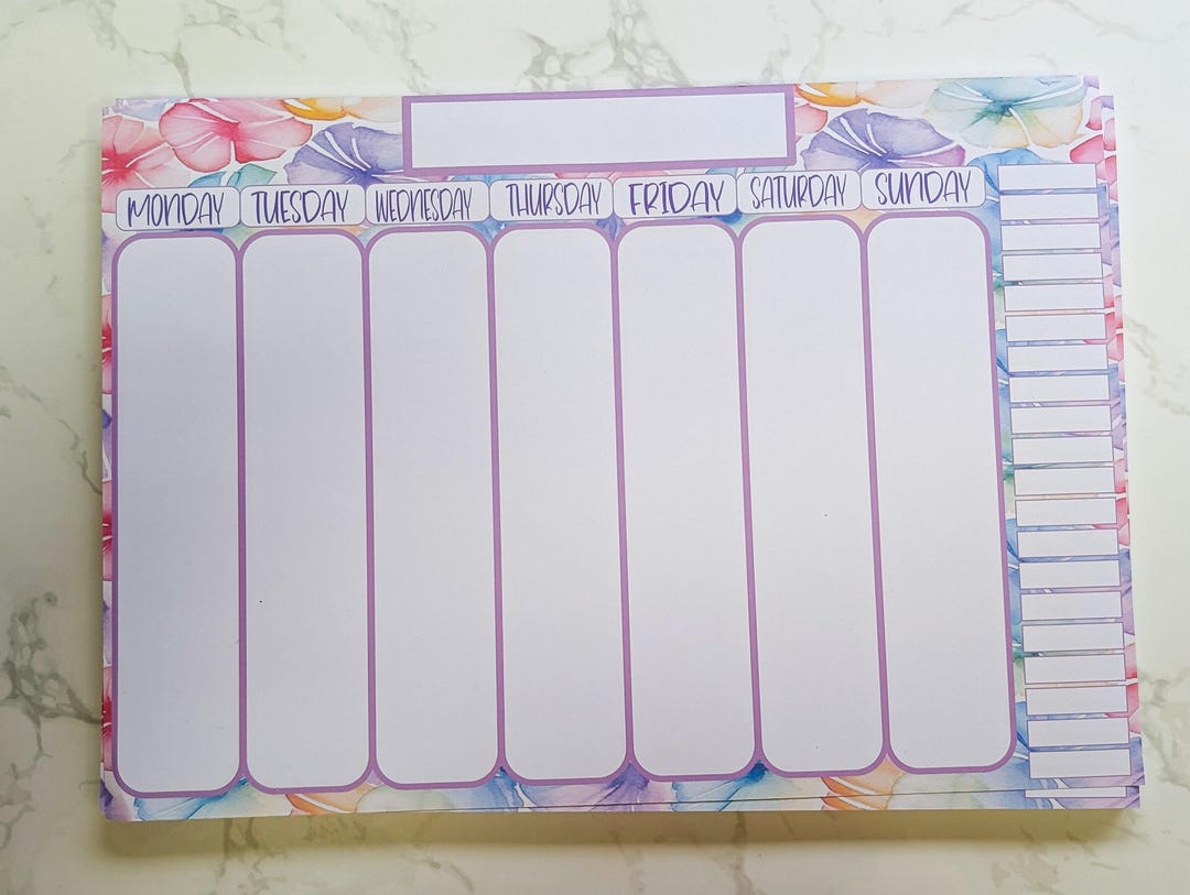 Watercolor Floral Weekly Planner Pad, A4 Notepad - Etsy