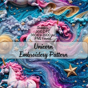 Embroidery Seamless pattern Unicorn Embroidery seamless PNG Unicorn Embroidery seamless file Unicorn pattern for commercial use DIY Crafts
